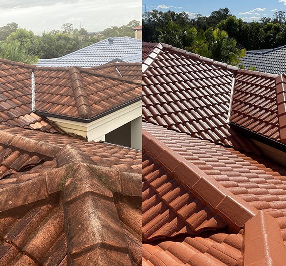 Residential Roof Before and After Restoration Work - Ware Painting Roofs In Gold Coast, QLD